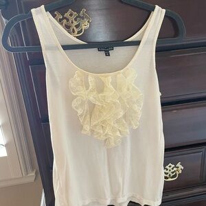 Express White Tank Top with Cream Ruffle Detail flirty Cottagecore feminine